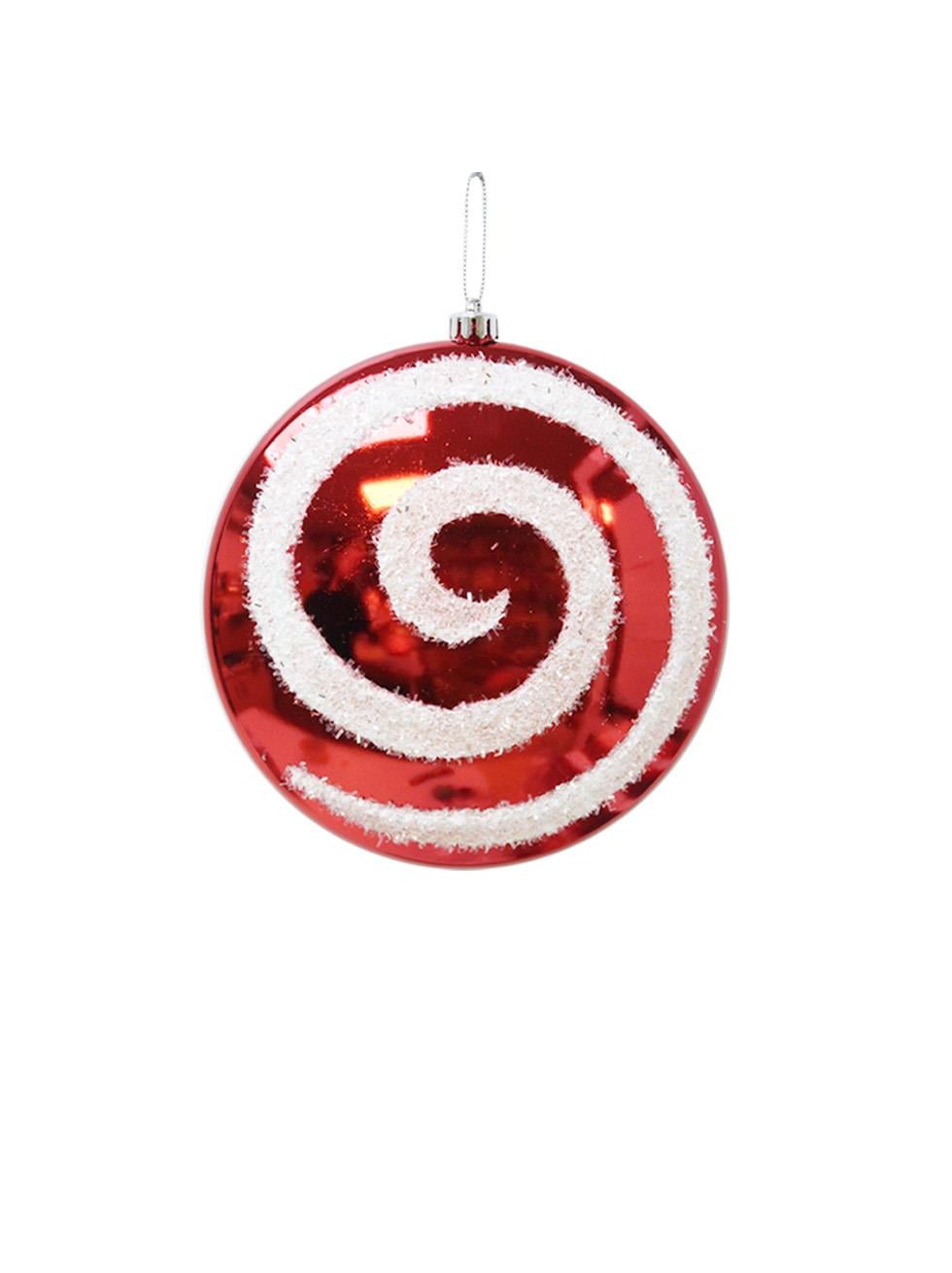 Yılbaşı Ağaç Süsü Simli Spiral Desenli Dekoratif Şeker Kırmızı Beyaz 20 cm 2'li - Ağaç Süsleri - Asmalı Süsler | Parti Adresi