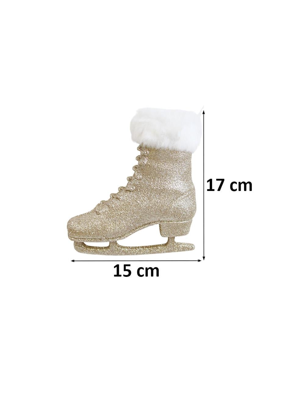 Yılbaşı Ağacı Süsü Altın Simli Kürk Detaylı Paten Dekoratif Süs 17 cm - Ağaç Süsleri - Asmalı Süsler | Parti Adresi