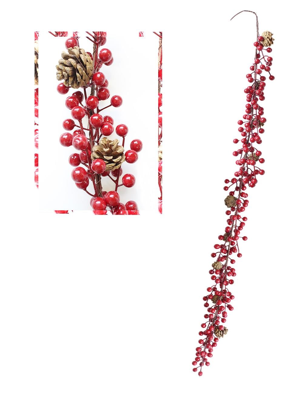 Yılbaşı Dekor Süsleri Kozalaklı Berry Kokina Garland 150 cm - Garland | Parti Adresi