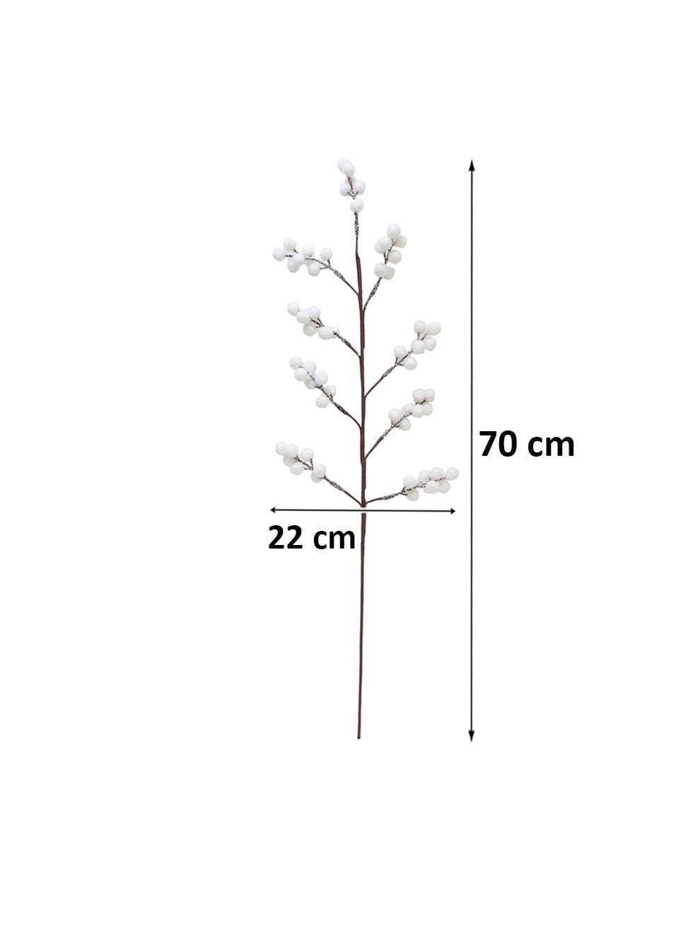 Yılbaşı Dekoru Kar Efektli Beyaz Top Detaylı Dekoratif Süs Dalı Beyaz 70 cm - Yılbaşı Dekor Süsleri | Parti Adresi