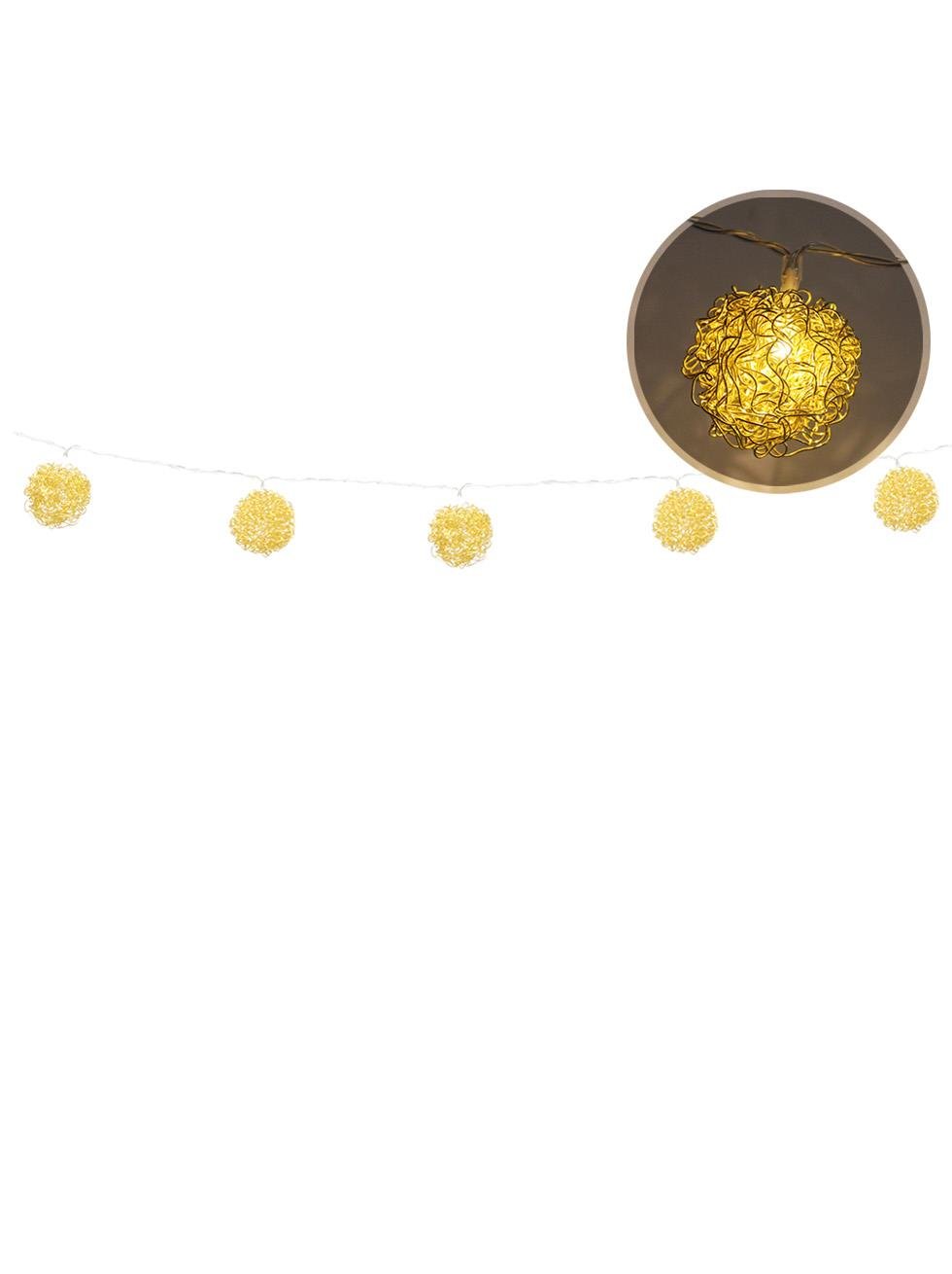 Yılbaşı Dekoru Metal Tel Top - Dekoratif Tel Pilli Peri Led Aydınlatma Günışığı 160 cm - Yılbaşı Işıkları | Parti Adresi