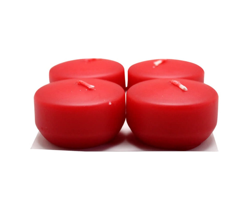 YÜZEN MUM OVAL 3,5CM 4'LÜ KIRMIZI