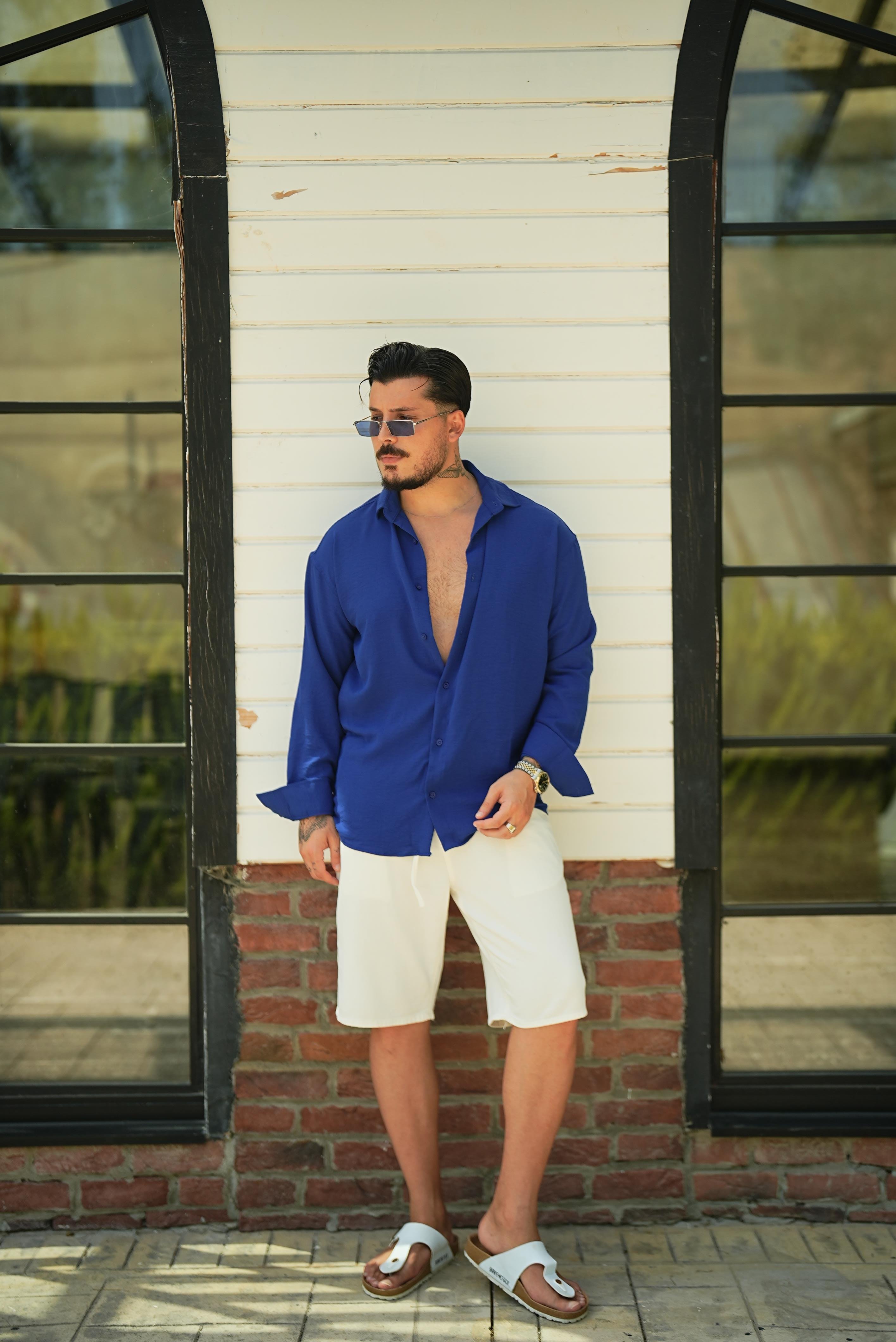 Aerobin Oversize Gömlek Koyu Mavi