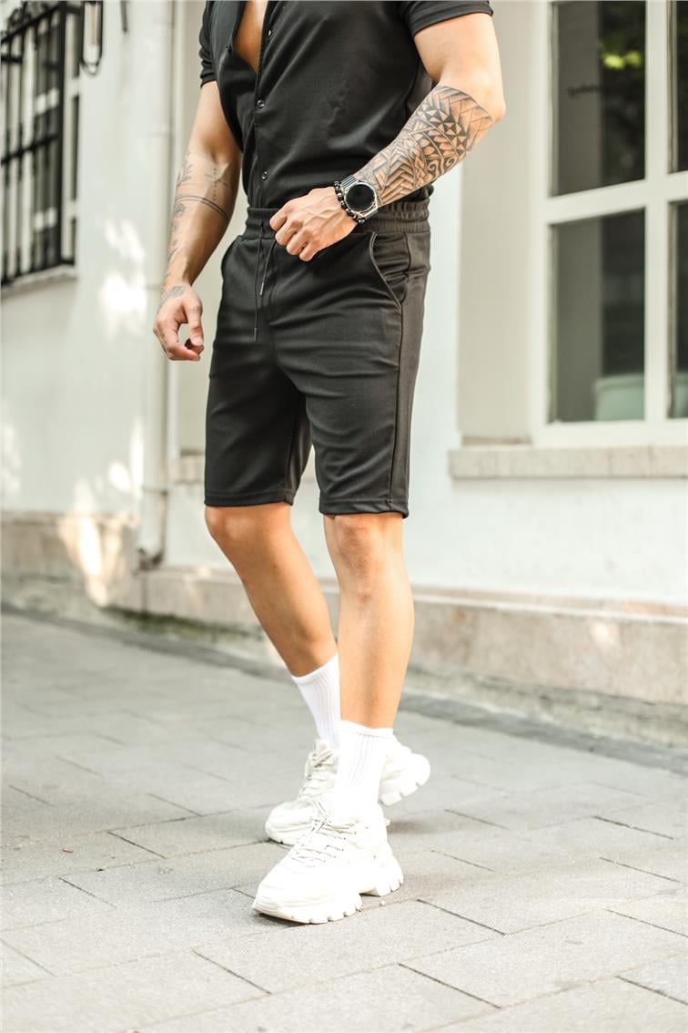 Basic Bel Bağlamalı Şort Siyah