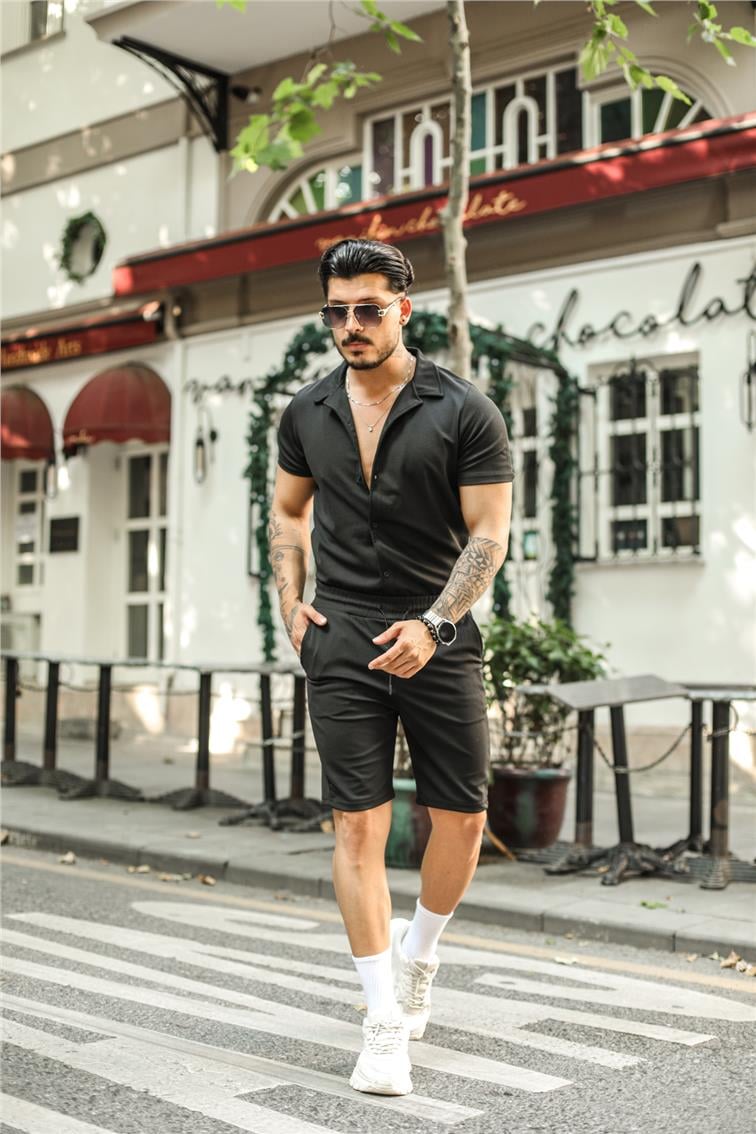 Basic Bel Bağlamalı Şort Siyah