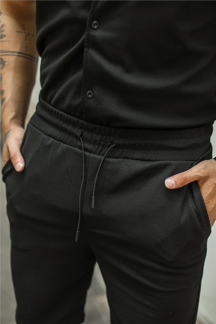 Basic Bel Bağlamalı Şort Siyah