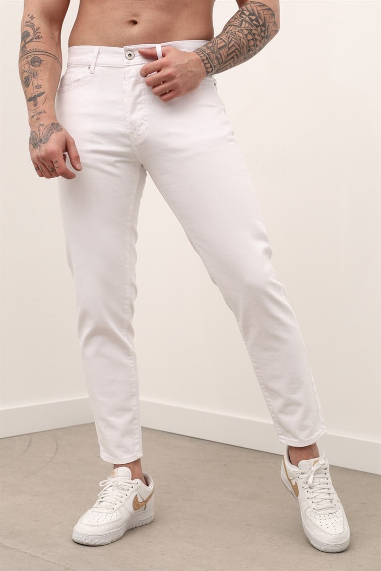 Basic Beyaz Boyfriend Jean