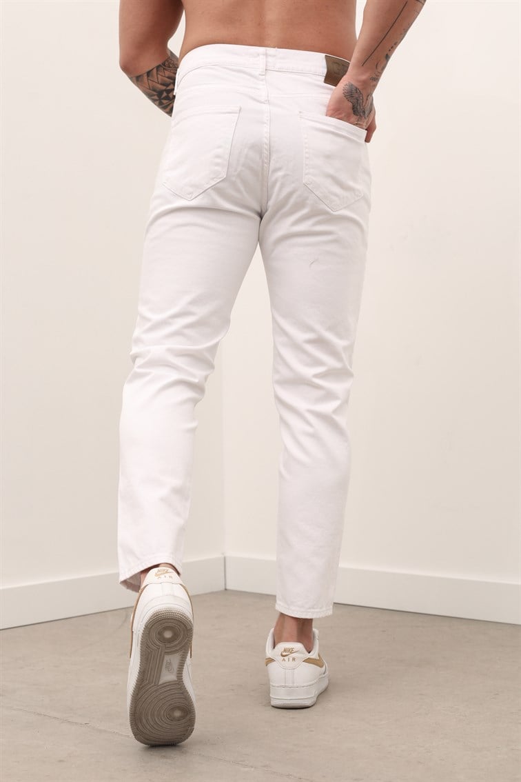 Basic Beyaz Boyfriend Jean
