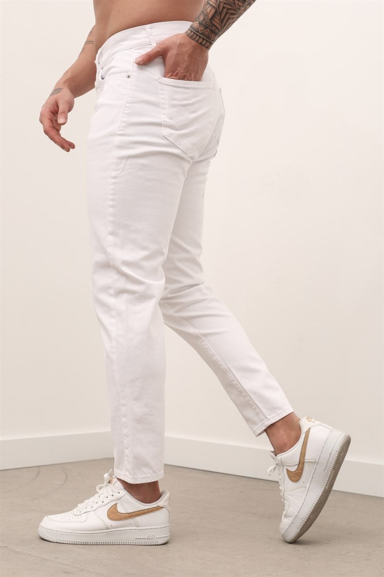 Basic Beyaz Boyfriend Jean
