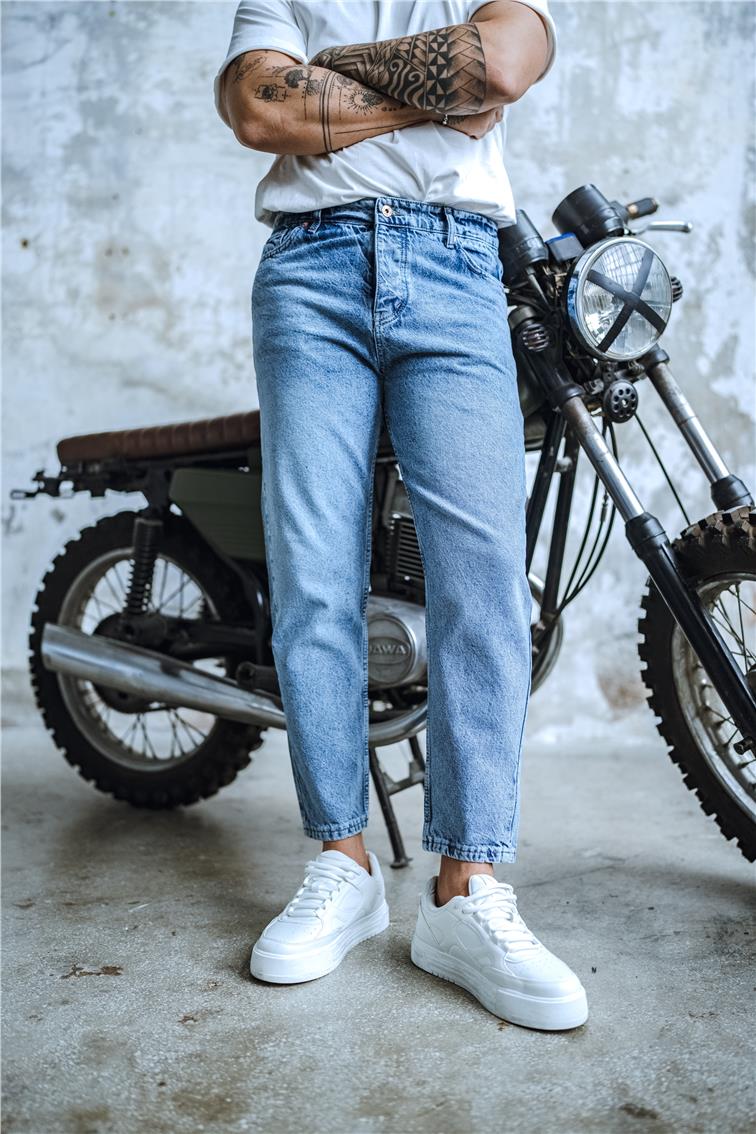 Basic Boyfriend Jean Kar Yıkamalı Mavi