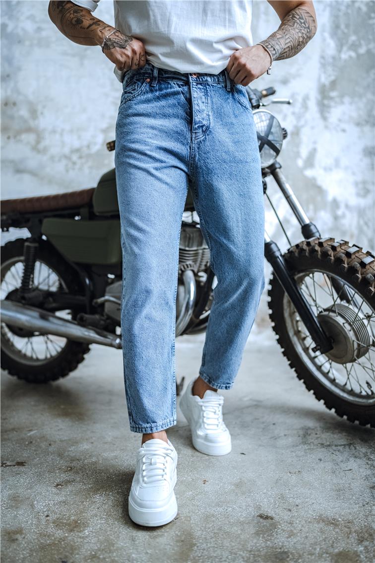 Basic Boyfriend Jean Kar Yıkamalı Mavi