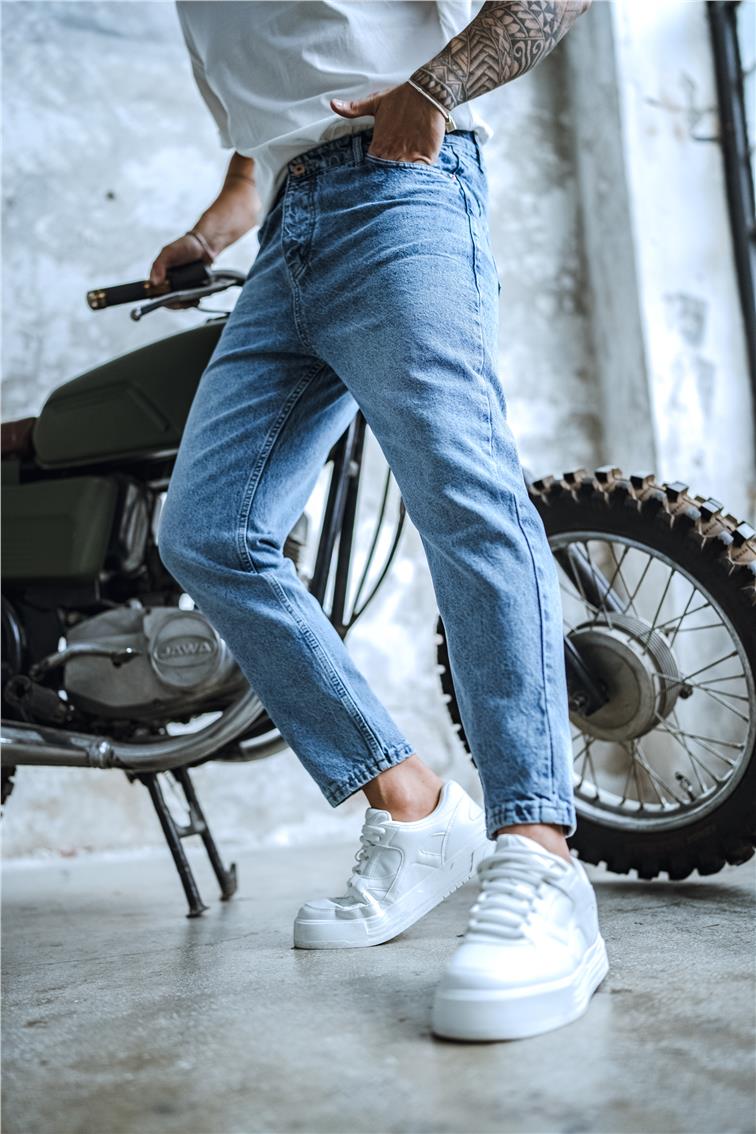 Basic Boyfriend Jean Kar Yıkamalı Mavi
