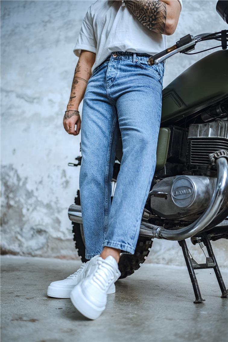 Basic Boyfriend Jean Kar Yıkamalı Mavi