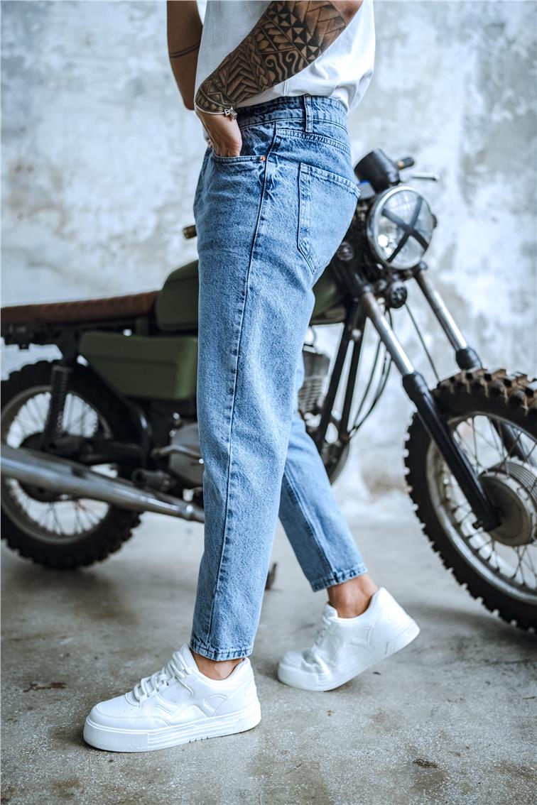 Basic Boyfriend Jean Kar Yıkamalı Mavi