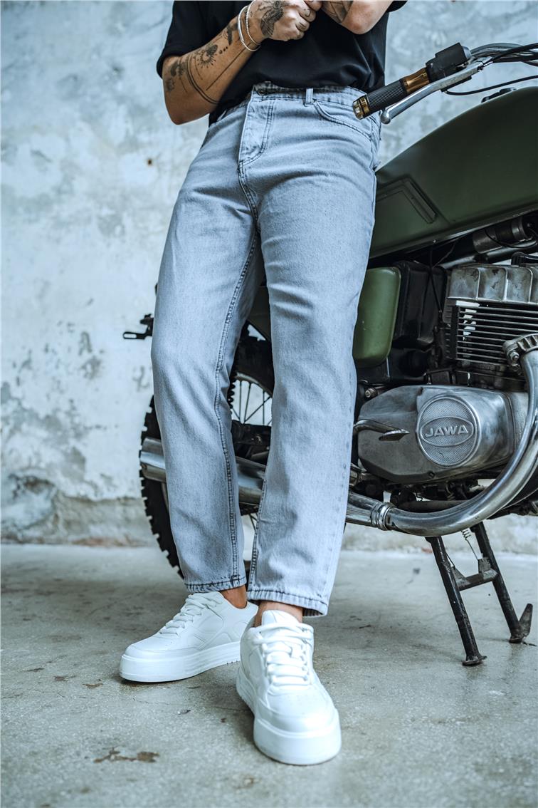 Basic Boyfriend Jean Yıkamalı Gri