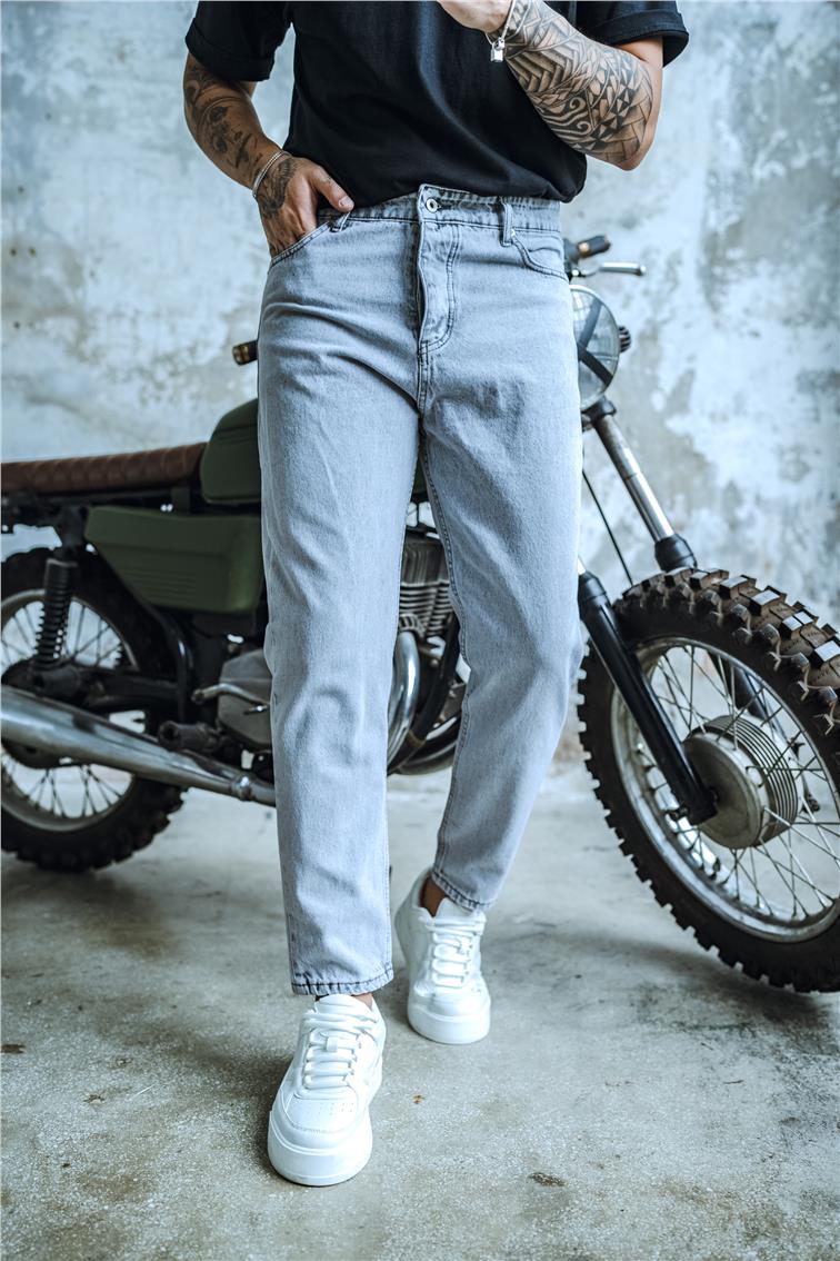 Basic Boyfriend Jean Yıkamalı Gri