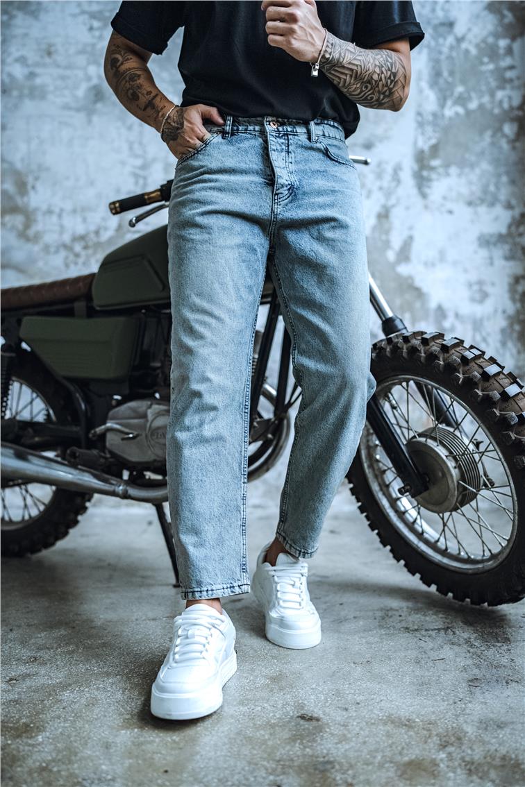 Basic Boyfriend Jean Yıkamalı Mavi
