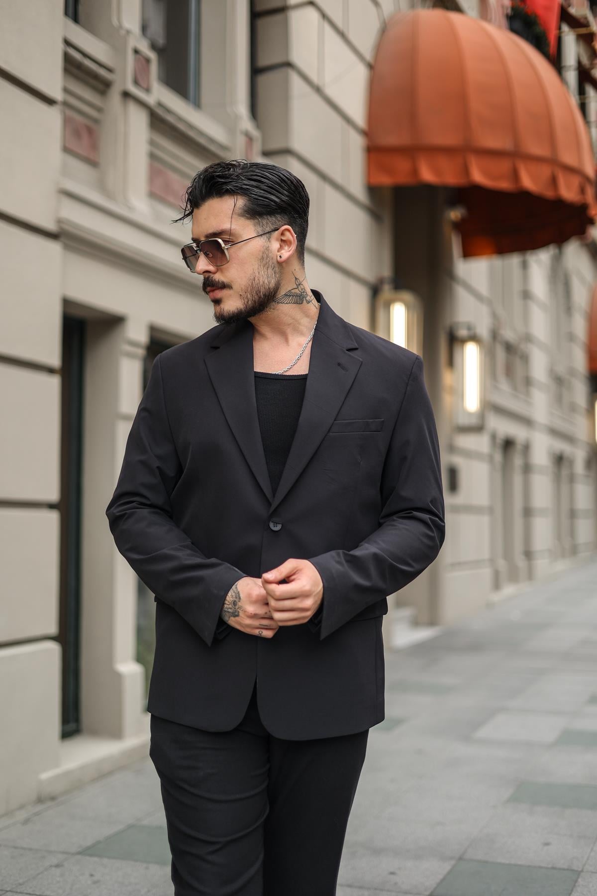 Basic Cep Detaylı Ceket Siyah