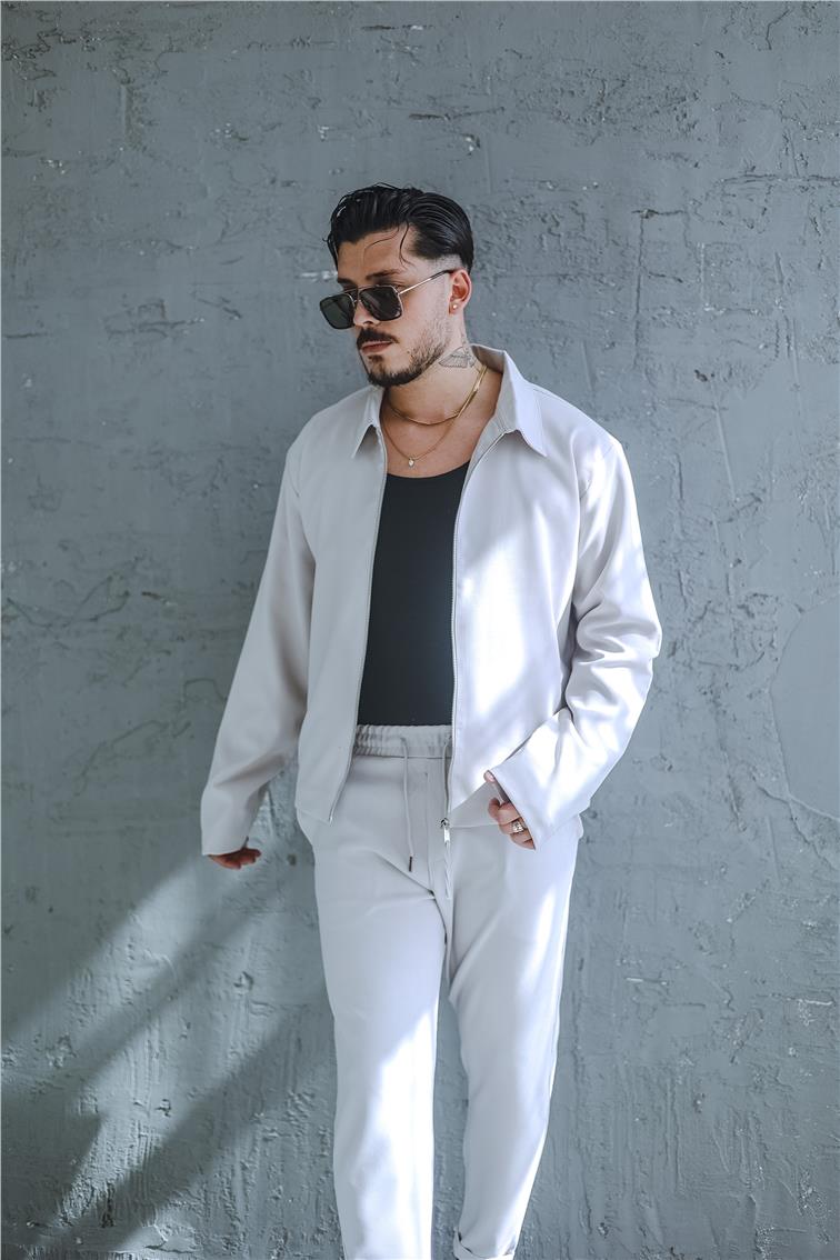 Basic Fermıarlı Rahat Oversize Takım Gri