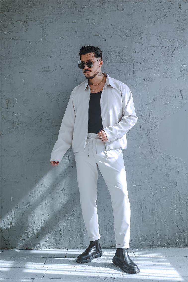Basic Fermıarlı Rahat Oversize Takım Gri