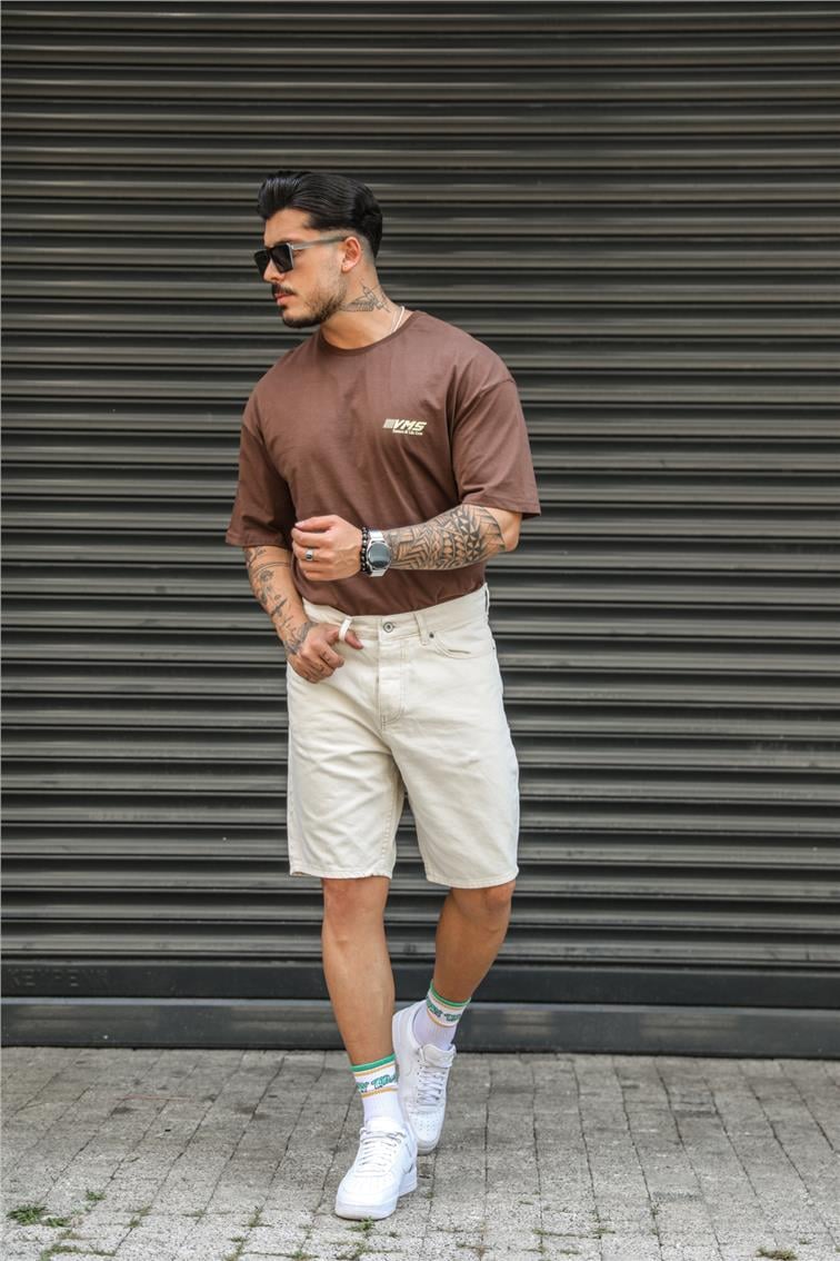 Basic Jean Şort Ekru