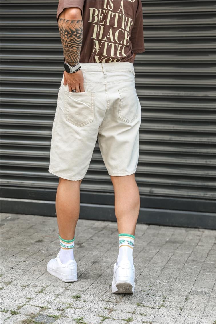 Basic Jean Şort Ekru