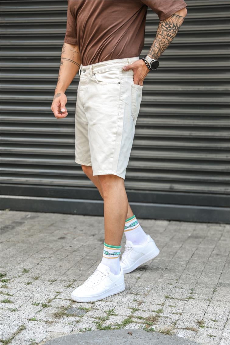 Basic Jean Şort Ekru
