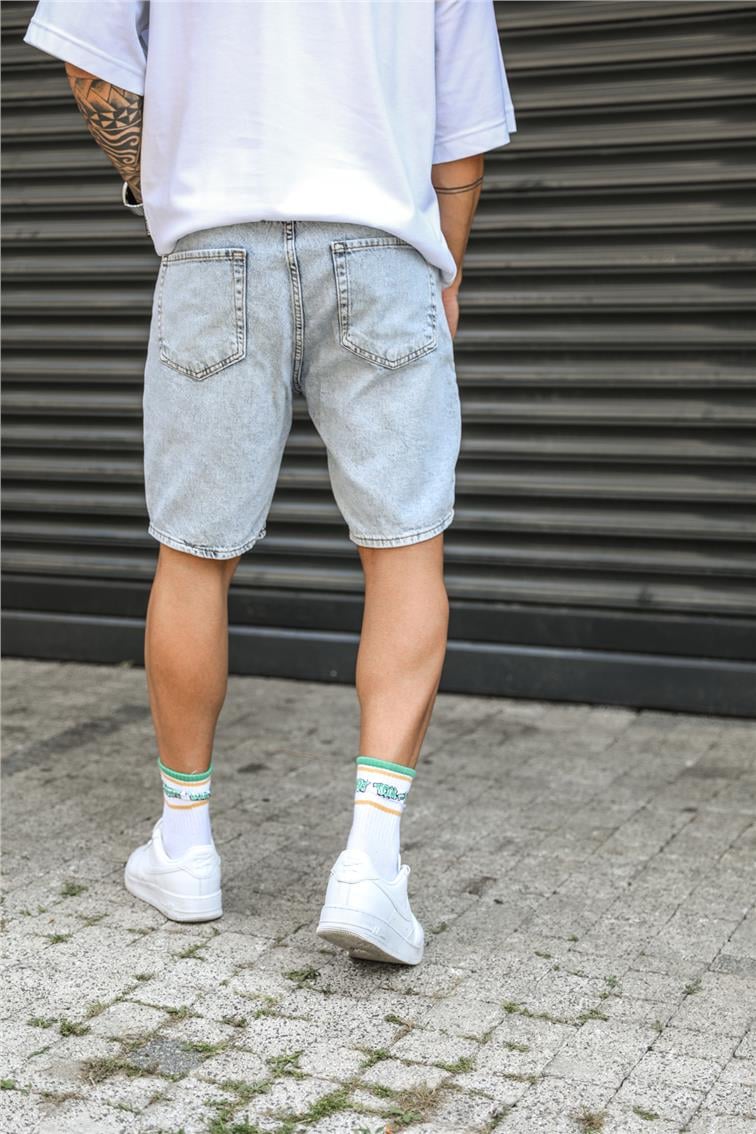 Basic Jean Şort Yıkamalı Açık Mavi