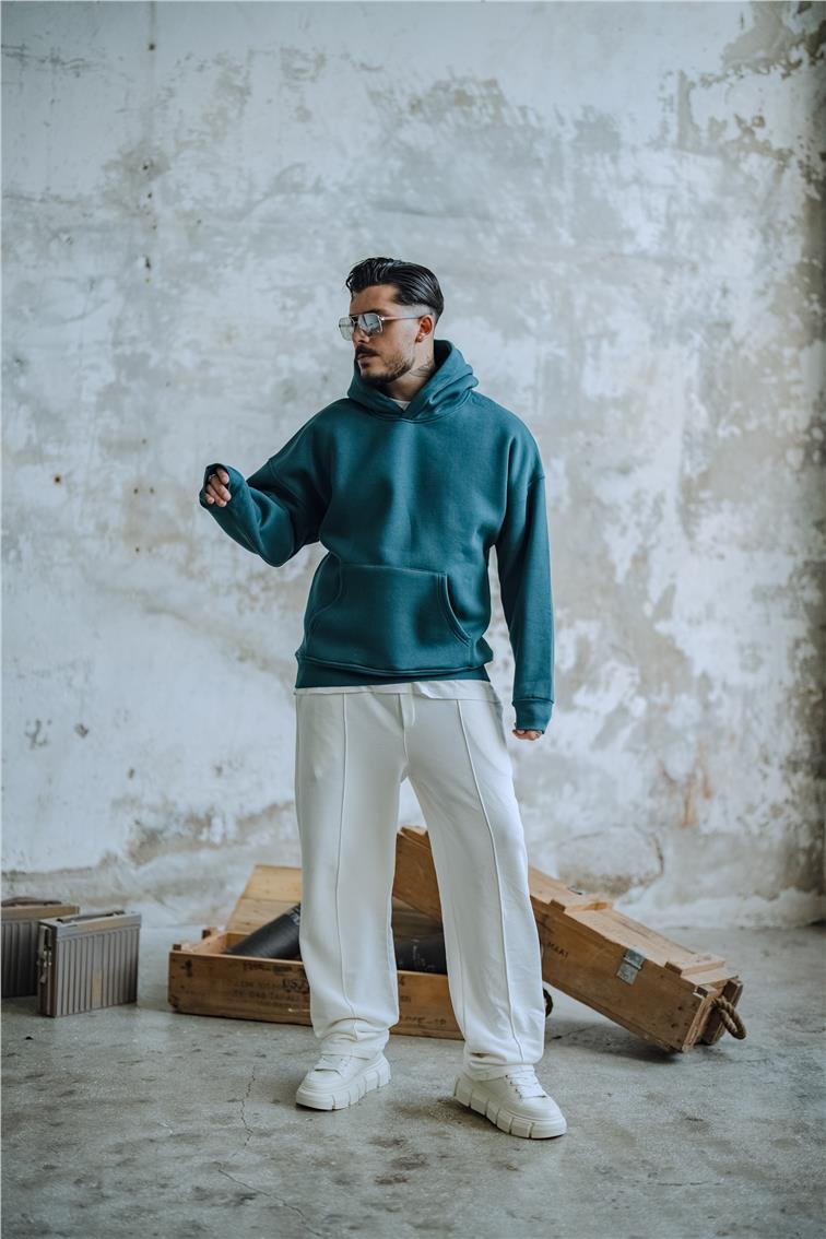 Basic Kapüşonlu Oversize Hoodie Çağla Yeşili
