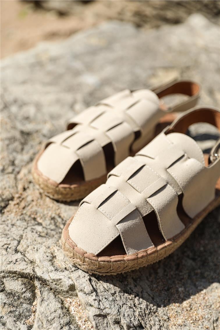 Basic Kare Sandalet Krem