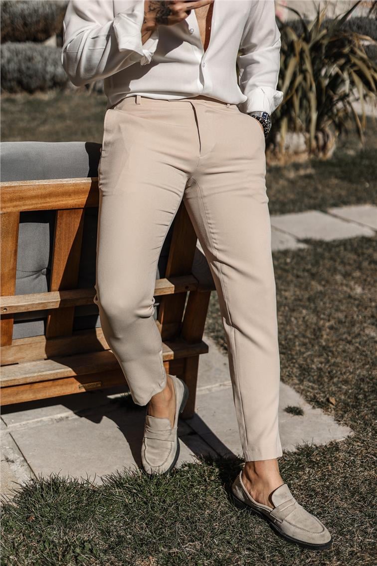 Basic Klasik Pantolon Krem