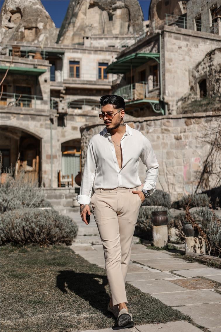Basic Klasik Pantolon Krem