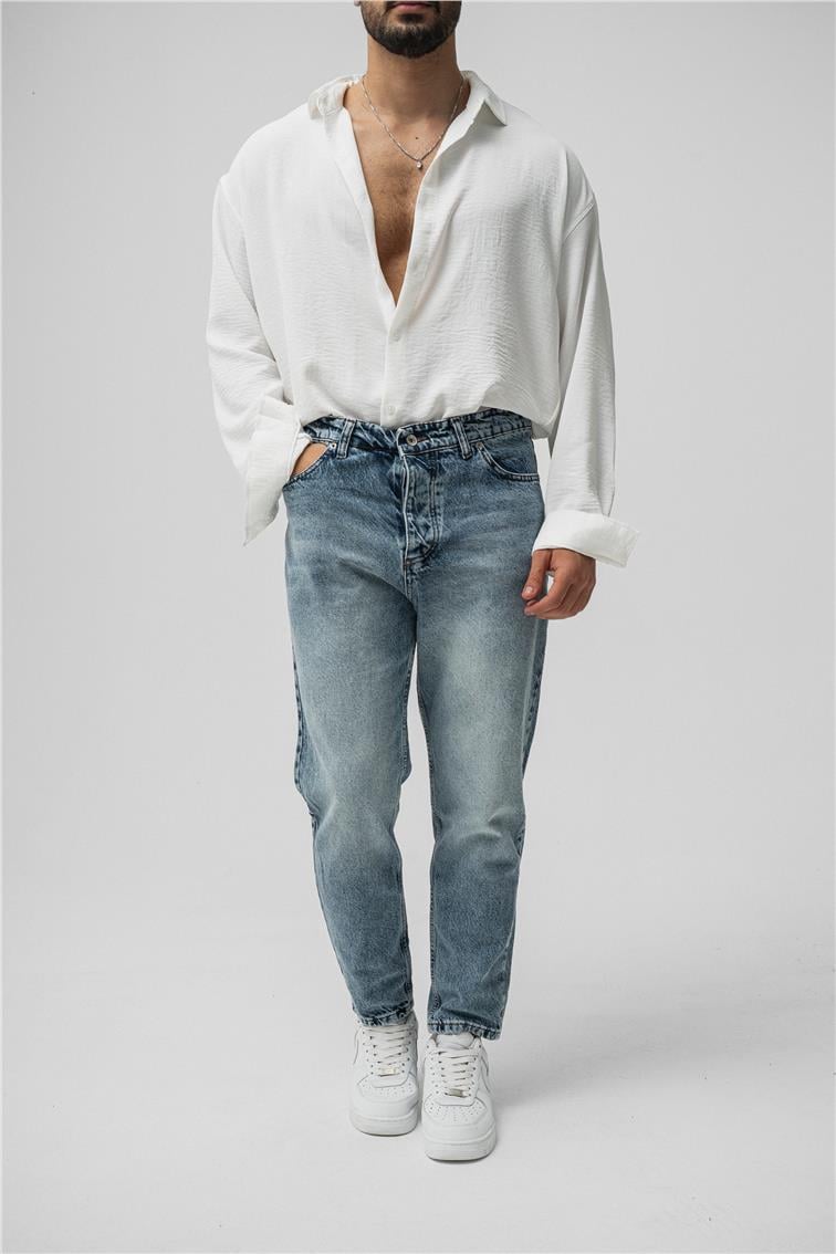 Basıc Mom Jean Yıkamalı Mavi