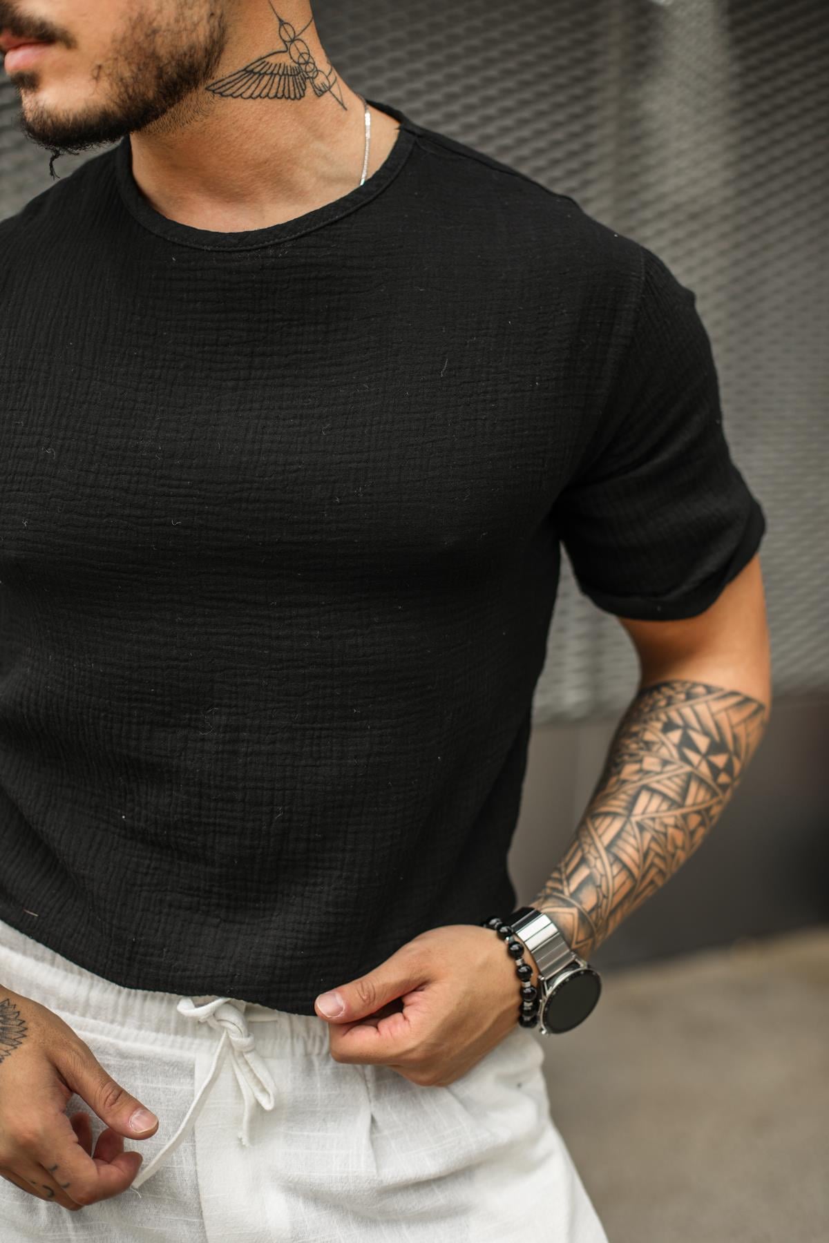 Basic Müslin T-Shirt Siyah