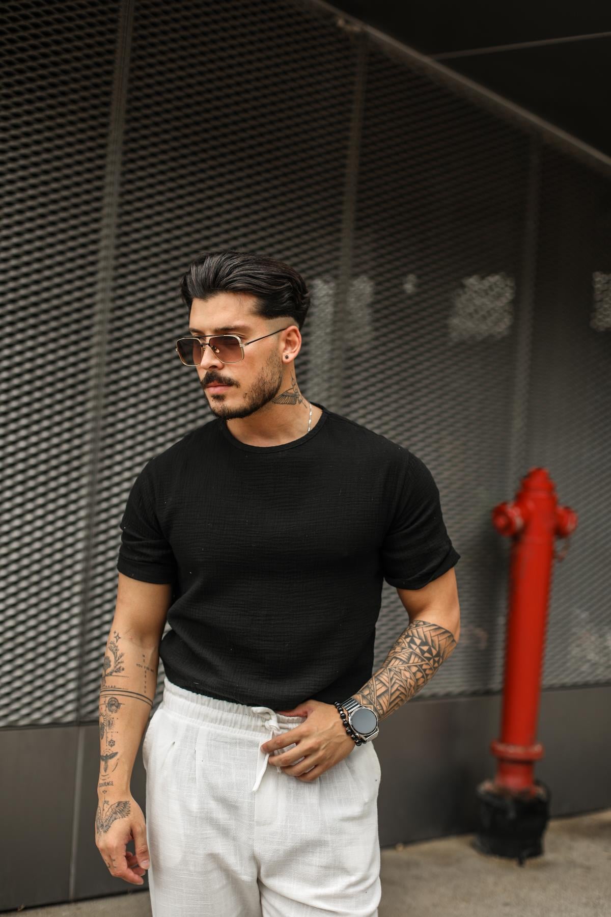 Basic Müslin T-Shirt Siyah