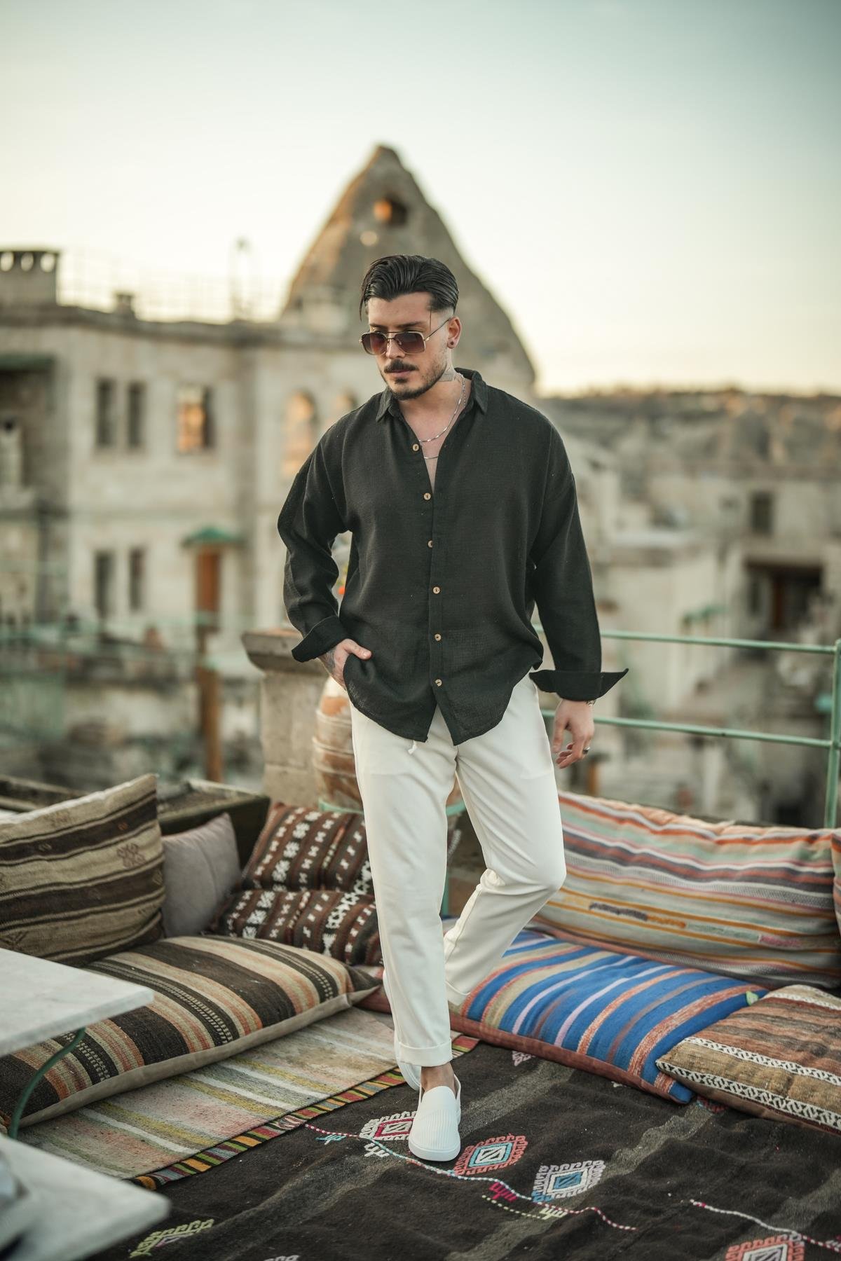 Basic Örme Oversize Gömlek Siyah