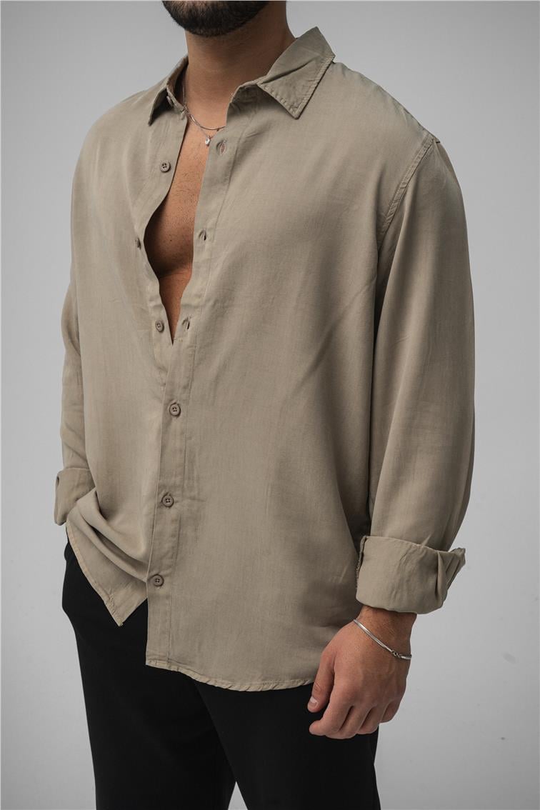 Basic Oversize Gömlek Bej