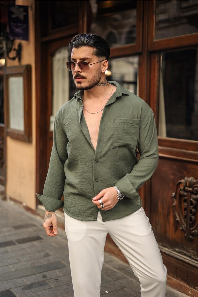 Basic Oversize Gömlek Haki