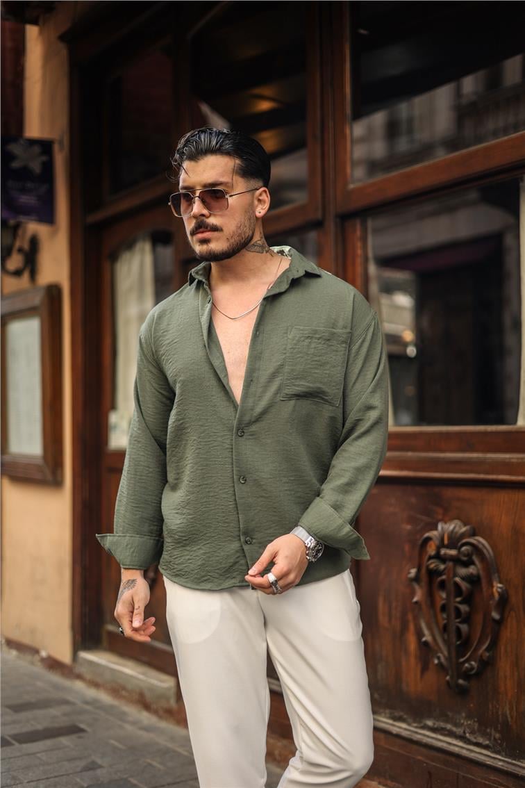 Basic Oversize Gömlek Haki