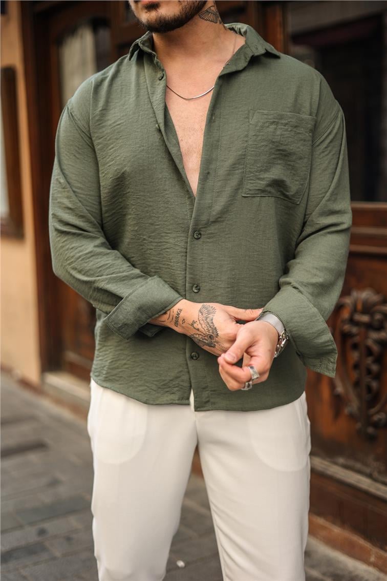 Basic Oversize Gömlek Haki