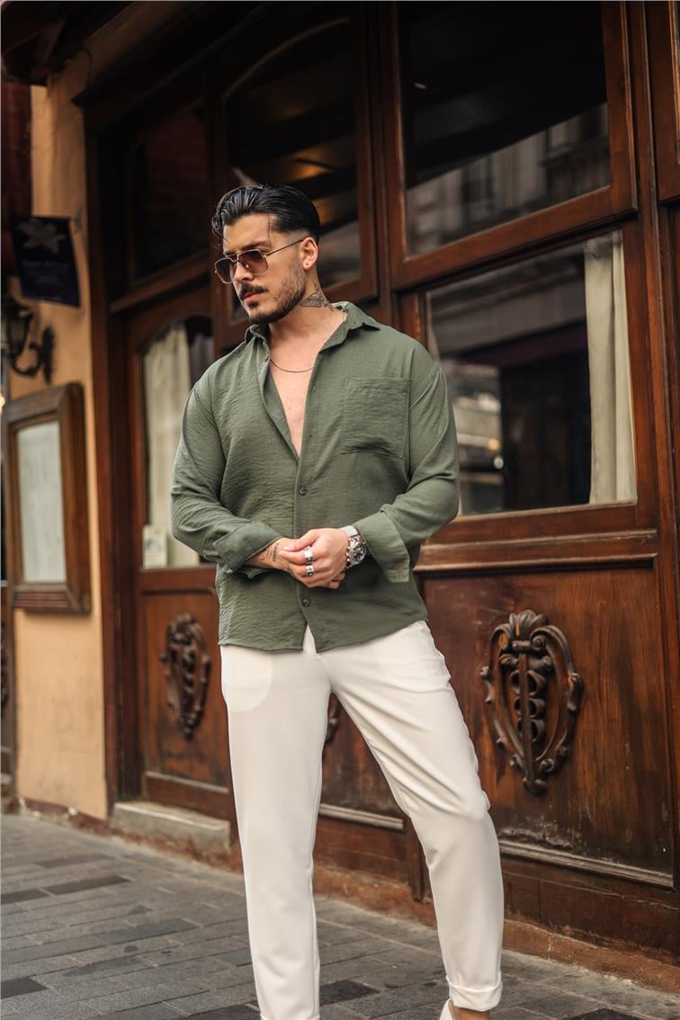 Basic Oversize Gömlek Haki