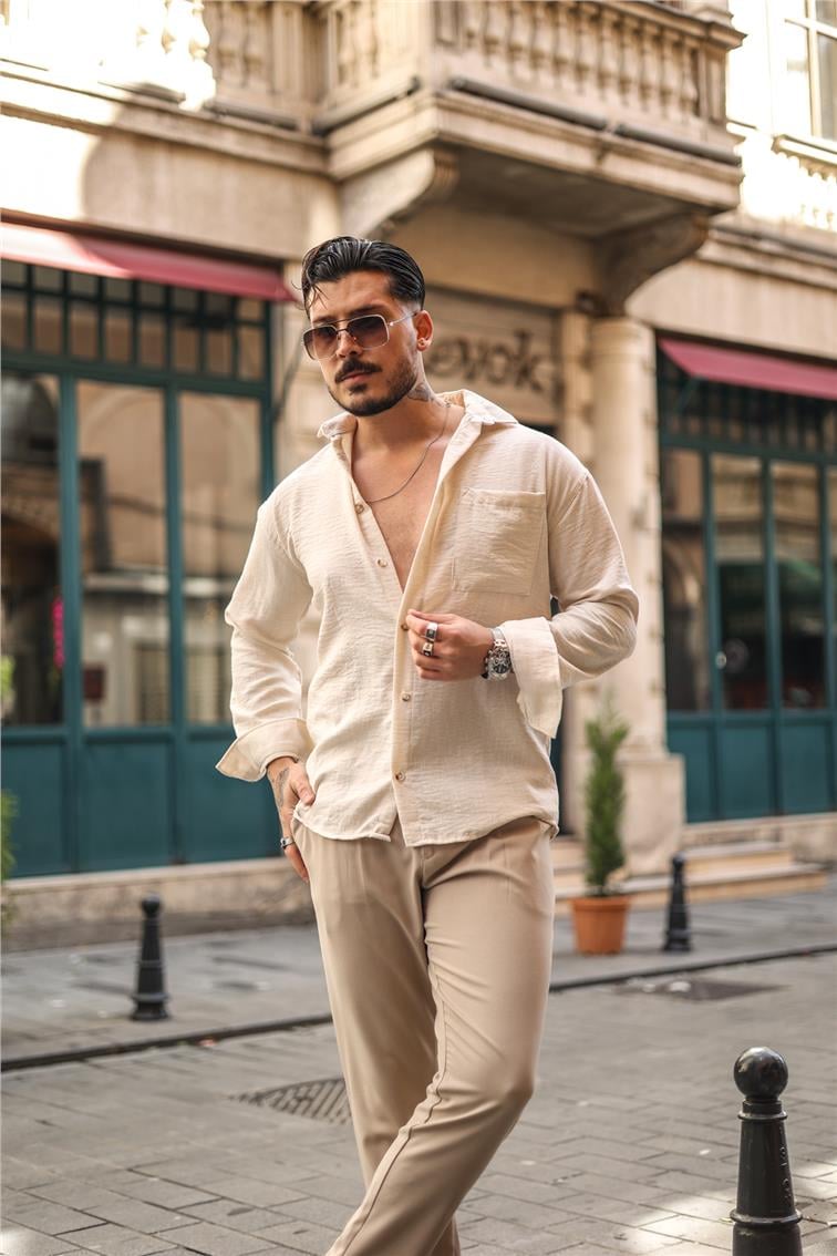 Basic Oversize Gömlek Krem