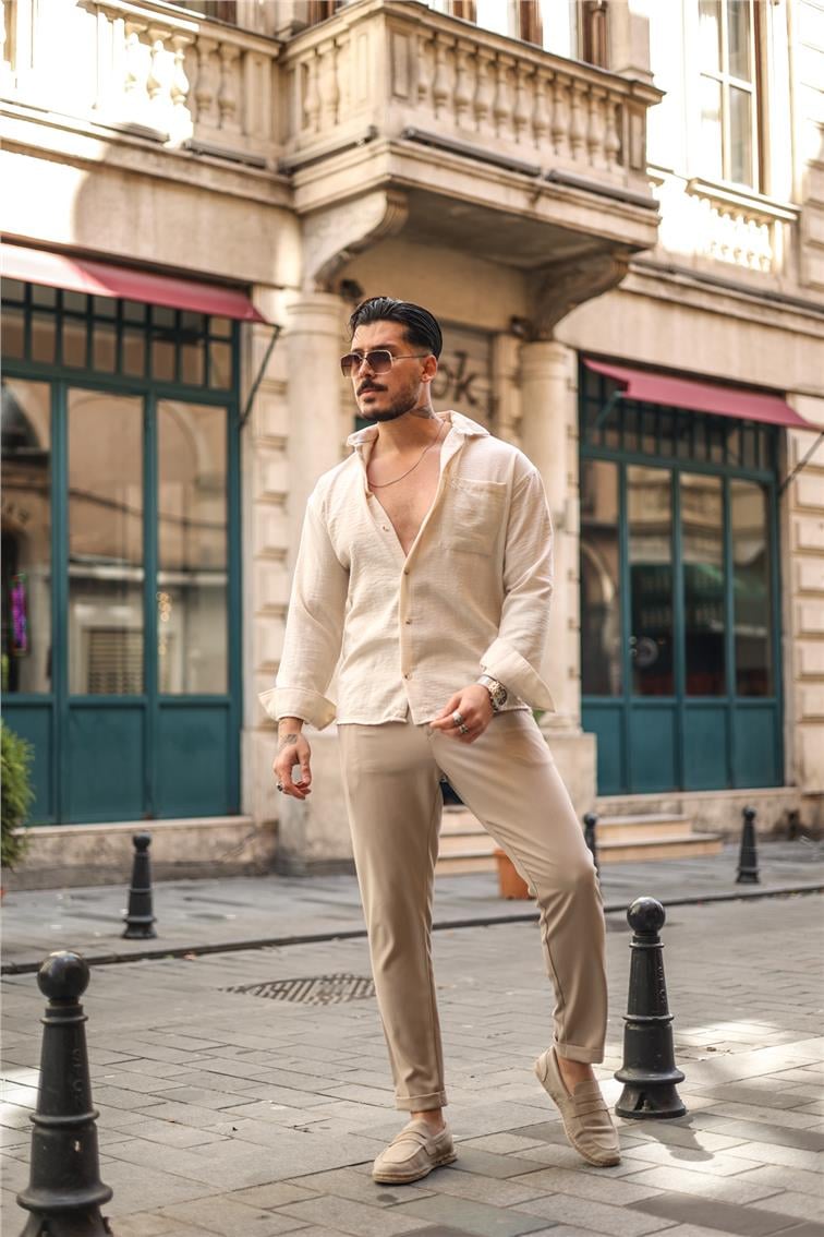 Basic Oversize Gömlek Krem