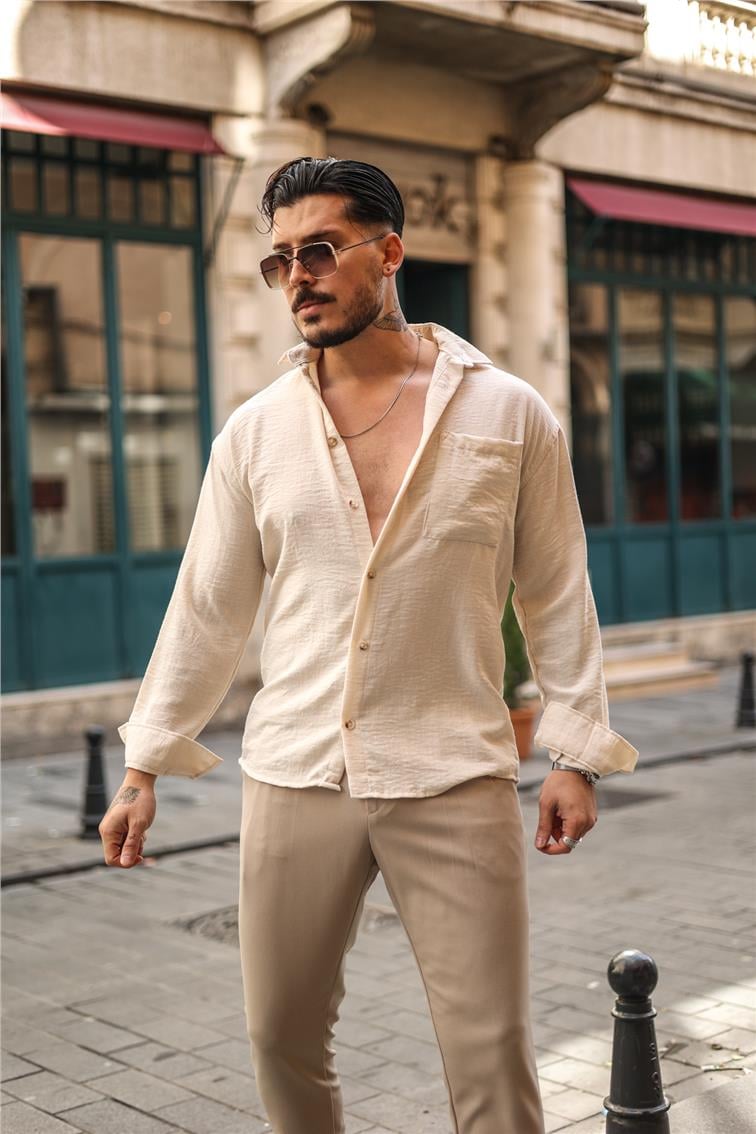Basic Oversize Gömlek Krem