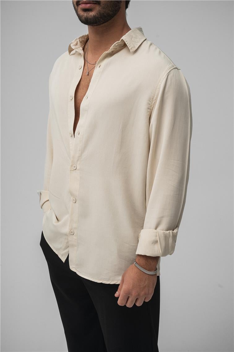 Basic Oversize Gömlek Krem