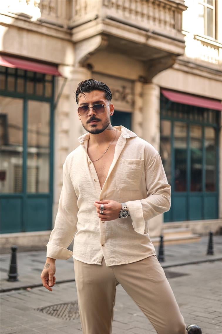 Basic Oversize Gömlek Krem