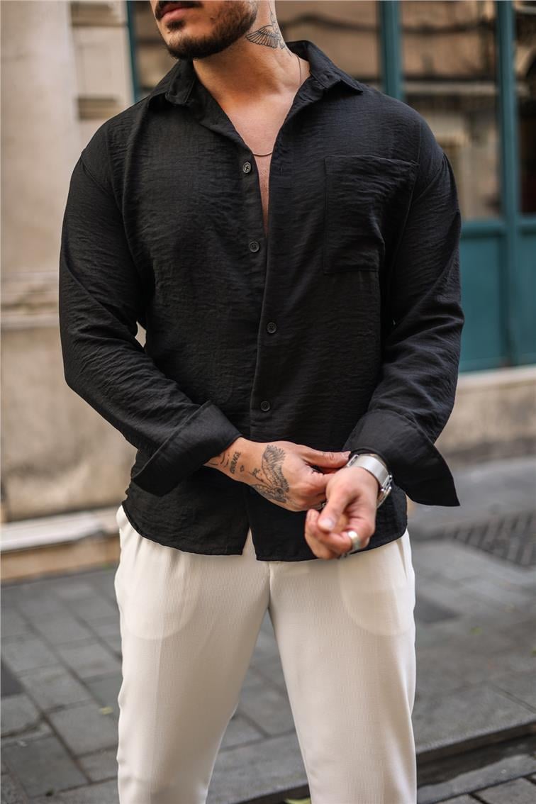 Basic Oversize Gömlek Siyah