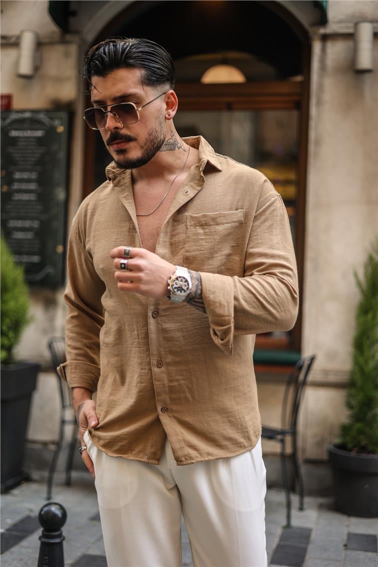 Basic Oversize Gömlek Vizon