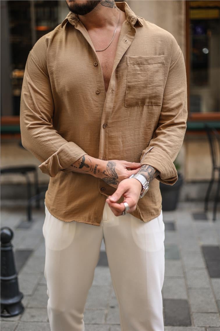 Basic Oversize Gömlek Vizon