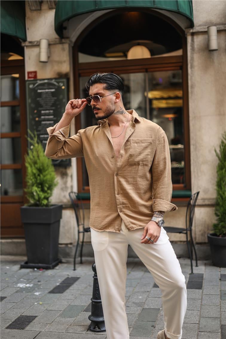 Basic Oversize Gömlek Vizon